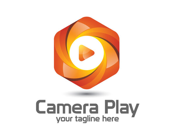 3D camera photography logo design. Colorful  3D photo logo vector template. camera play concept with 3D style design vector.