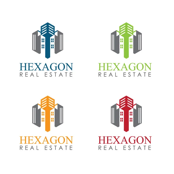 Modern Estate Abstract Vector Concept Icon or Logo Template (em inglês). vetor ícone de construção de escritório, logotipo isolado, identidade . —  Vetores de Stock