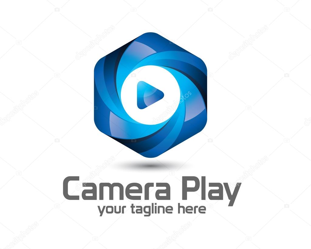 3D camera photography logo design. Colorful  3D photo logo vector template. camera play concept with 3D style design vector.