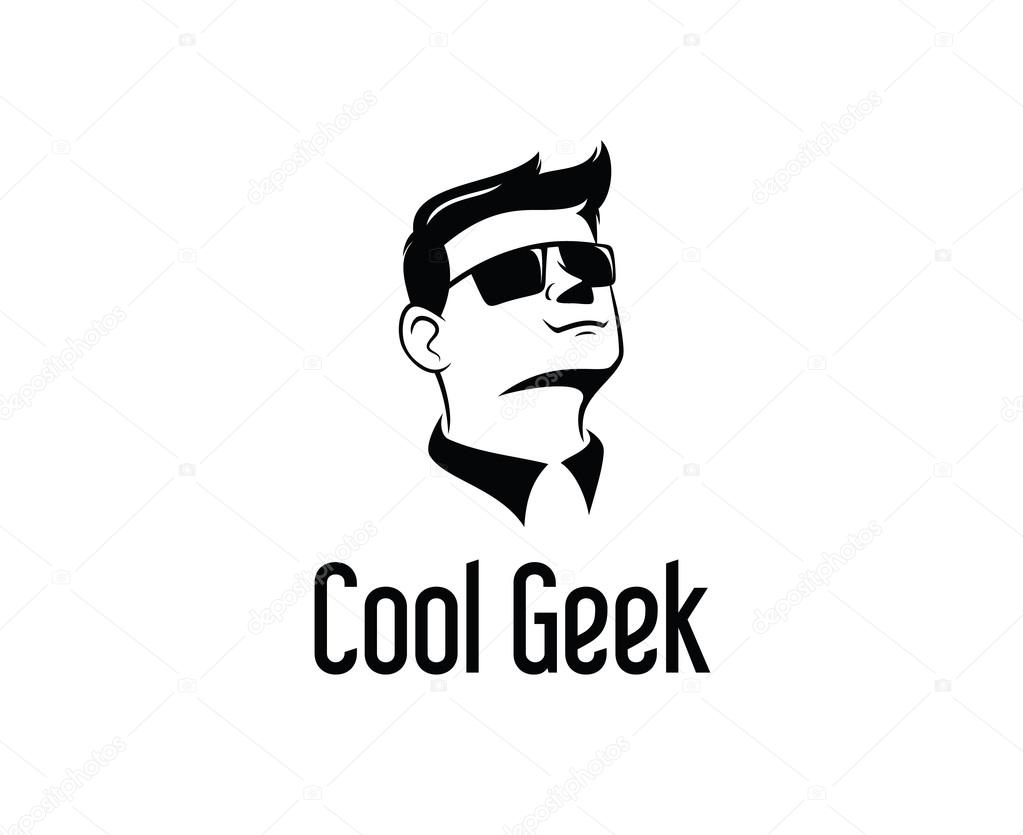 Download Geek logo ontwerp vector, Hipster logo sjabloon. Man met ...