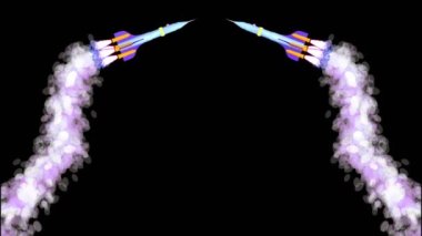 Evrende fantastik senkronize uzay gemileri uçuşu. Ekran koruyucuları ve geçişler ve videolar için uygun şeffaf bir arkaplana sahiptir.