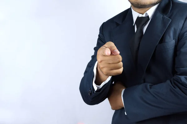 Someone Who Plays Role Businessman Pointing Front — Stock Photo, Image