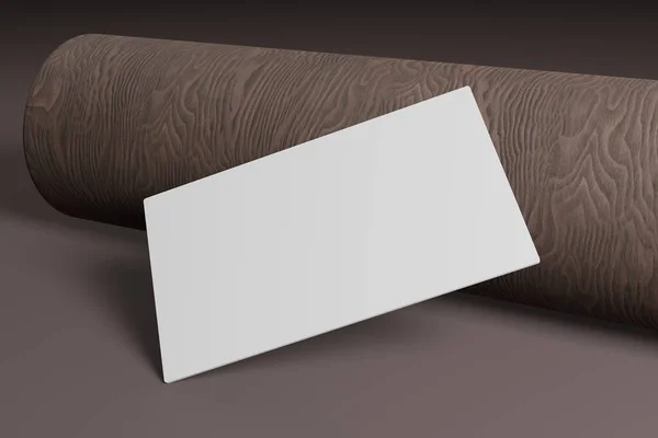 Kahverengi ahşap üzerine kurulmuş bir kartvizitin 3 boyutlu görüntüsü. Seni, şirketini ya da başka bir şeyi teşhis etmek için kullanılabilir..