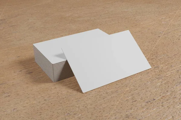 Kahverengi ahşap üzerine kurulmuş 3 boyutlu kartvizitler. Seni, şirketini ya da başka bir şeyi teşhis etmek için kullanılabilir..