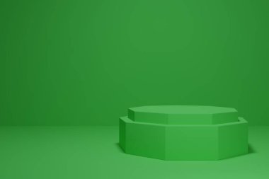 3D rendering of a green stage or podium to showcase your products