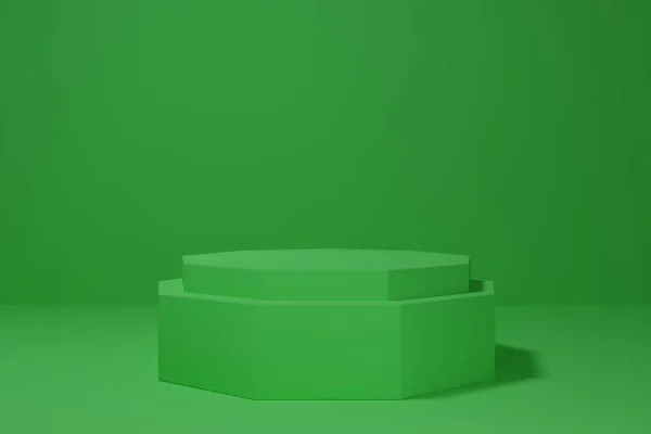 3D rendering of a green stage or podium to showcase your products