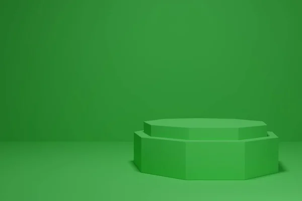 3D rendering of a green stage or podium to showcase your products