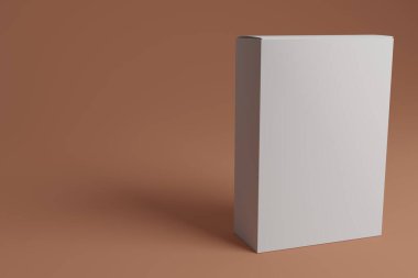 Düz arkaplanı olan boş bir beyaz kutunun 3d görüntülenmesi sunumlar, ürün promosyonları, modelleme ve diğerleri için kullanılabilir