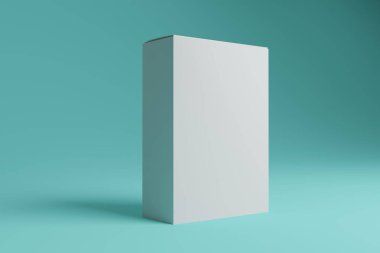 Düz arkaplanı olan boş bir beyaz kutunun 3d görüntülenmesi sunumlar, ürün promosyonları, modelleme ve diğerleri için kullanılabilir