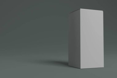 Düz arkaplanı olan boş bir beyaz kutunun 3d görüntülenmesi sunumlar, ürün promosyonları, modelleme ve diğerleri için kullanılabilir