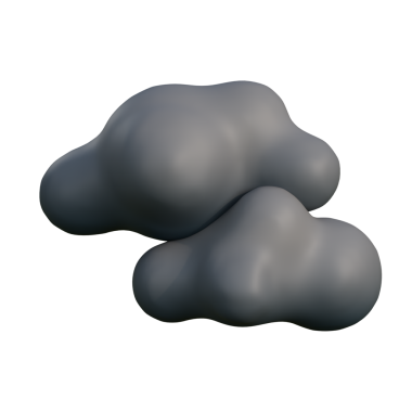 Bulutlu havayı temsil etmek için üst üste binen iki yumuşak gri bulutun üç boyutlu temiz bir çizimi. Yumuşak şekiller ve ince gölgeleme hava durumu uygulamaları, gösterge panelleri, tahminler ve dijital tasarım projeleri için mükemmel bir görünüm yaratıyor..
