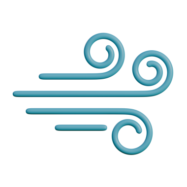 Pürüzsüz mavi girdap çizgileri içeren üç boyutlu bir rüzgar ikonu. Yumuşak gölgeleme ve yuvarlak şekiller hava durumu uygulamaları, hava akışı göstergeleri, havalandırma grafikleri ve dijital tasarım projeleri için mükemmel bir görünüm oluşturur..