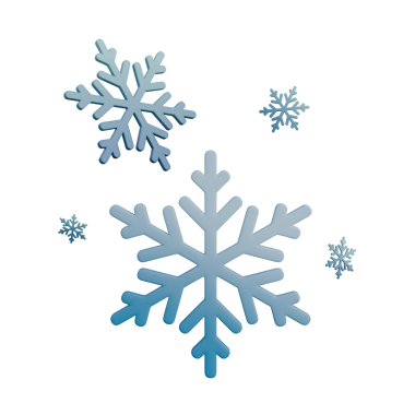 Beyaz ve mavi bir kar tanesinin yavaşça aşağıya düşüşünün 3 boyutlu bir çizimi. Temiz, canlı ve kış temaları, tatil tasarımları ve mevsimlik grafikler için mükemmel..