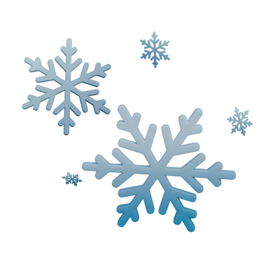 Beyaz ve mavi bir kar tanesinin yavaşça aşağıya düşüşünün 3 boyutlu bir çizimi. Temiz, canlı ve kış temaları, tatil tasarımları ve mevsimlik grafikler için mükemmel..