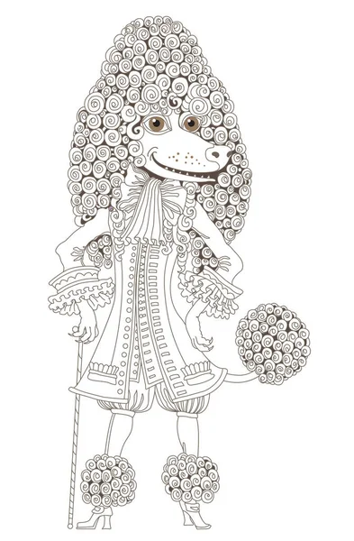 Bajkowy Charakter Kotka Ubranego Sukienkę Vintage Kapelusz Różanymi Kwiatami Wentylator — Wektor stockowy