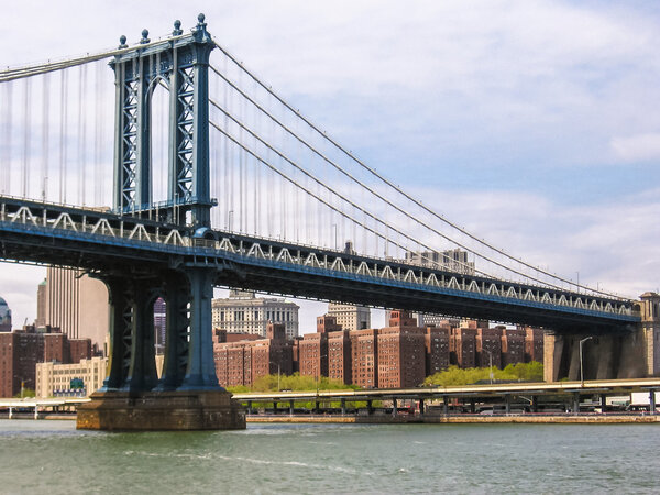 Manhattan Bridge of New York on the East river