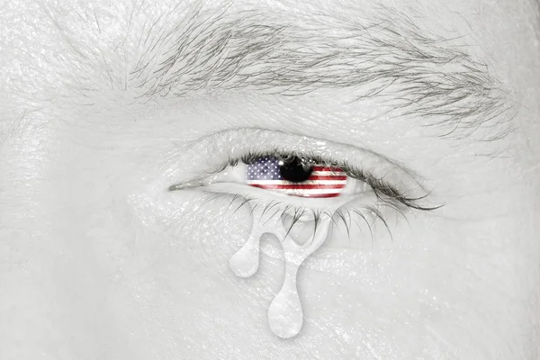 Occhio piangente con bandiera americana — Foto Stock