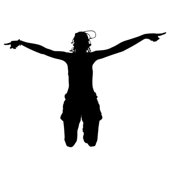 여성 실루엣 점프 — 스톡 사진