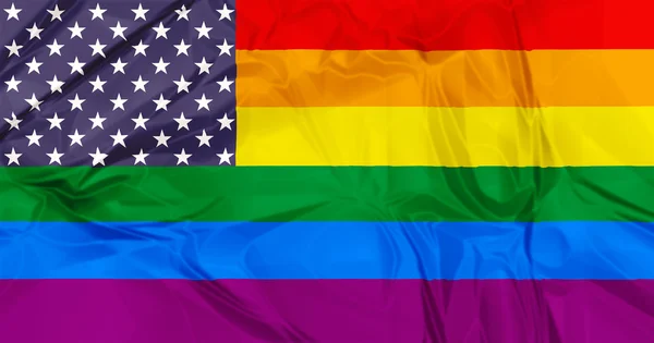 Bandiere americane e arcobaleno — Foto Stock