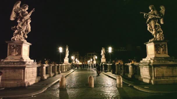 Castel Sant Angelo nacht — Stockvideo