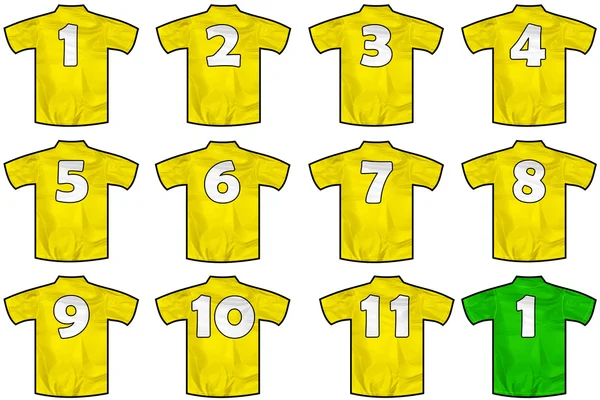 Yellow team shirts — Stock Photo, Image