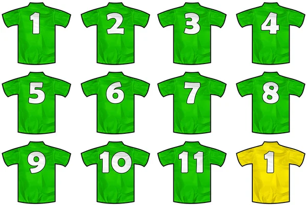 Camisas de equipa verde — Fotografia de Stock