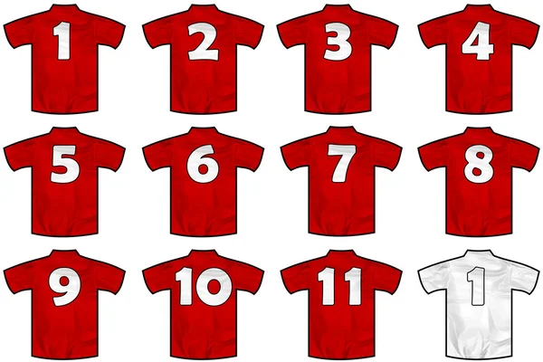 Czerwone koszulki drużynowe — Zdjęcie stockowe