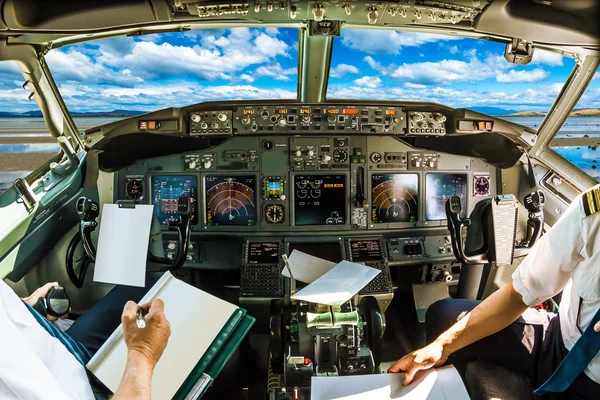 Cockpit in cloudy sky — Stock Photo, Image