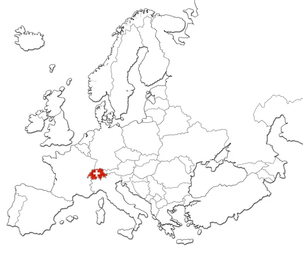 Mapa Švýcarska — Stock fotografie