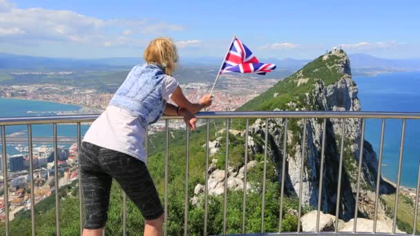 Tourist at Gibraltar Rock — Stock Video