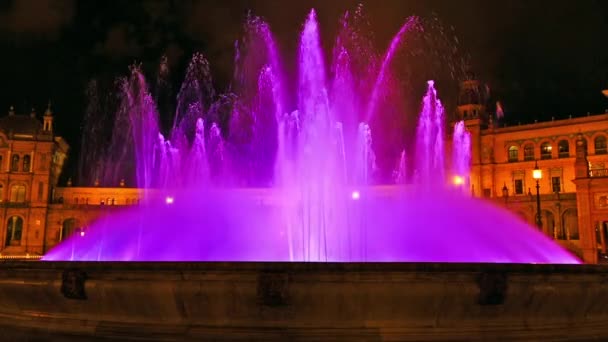 Sevilla Brunnen bei Nacht — Stockvideo