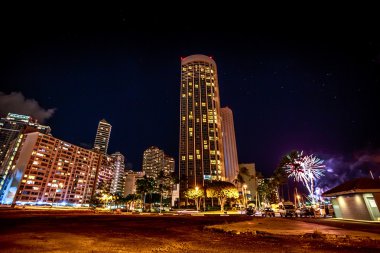 Friday night fireworks Honolulu clipart