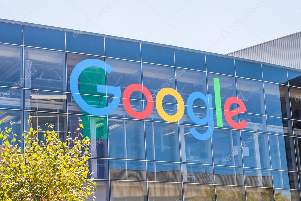 Mountain View, CA, USA - August 15, 2016: close up of Google sign on one of the Google buildings. Google is an American multinational corporation specializing in Internet-related services and products