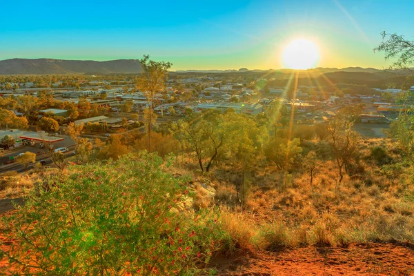 Alice Springs aerial view at sunset