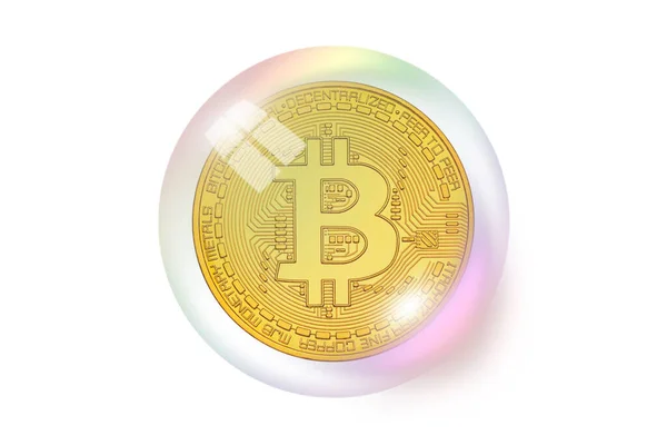Bearish Bitcoin bubble concept — Stock Photo, Image