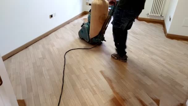 Lixar piso de madeira vista superior — Vídeo de Stock