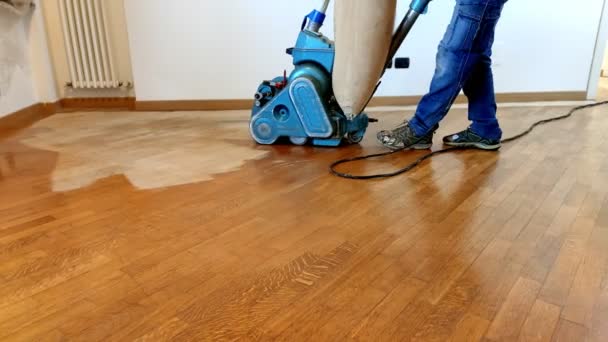 Sanding hardwood floor — Stock Video