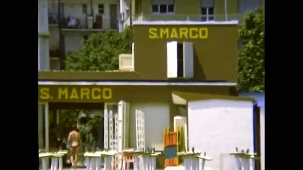 Archival Cesenatico bathhouses in 1970s — Stock Video