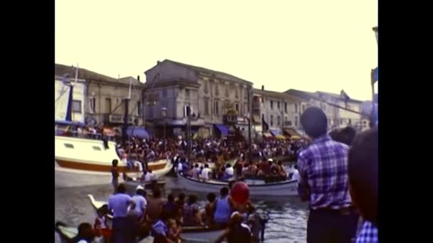 Archival Cesenatico traditionele concurrentie in de jaren zeventig — Stockvideo