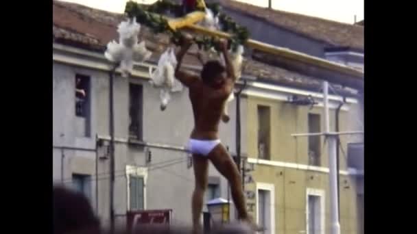 Archival Cesenatico competition in 1970s — Stock Video