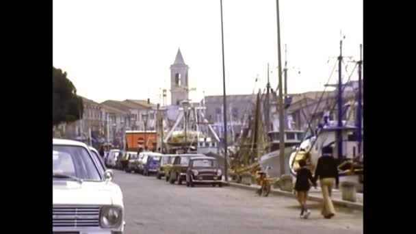 Archival Cesenatico fishing boats in 1970s — Vídeos de Stock