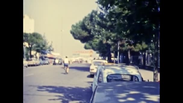 Archival Cesenatico waterfront street in 1970s — Vídeos de Stock