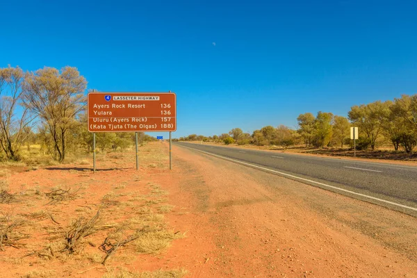 Uluru Territoire Nord Australie Août 2019 Panneau Routier Lasseter Une — Photo