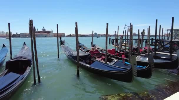 Veneza São Marcos barcos de gôndola — Vídeo de Stock