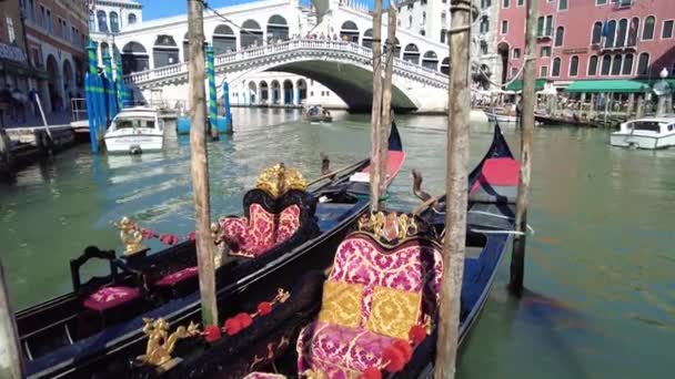 Włoski Wenecja goldolas zbliżenie — Wideo stockowe