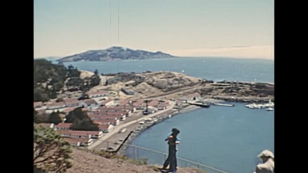 1970 'lerin Sausalito ufuk çizgisi — Stok video