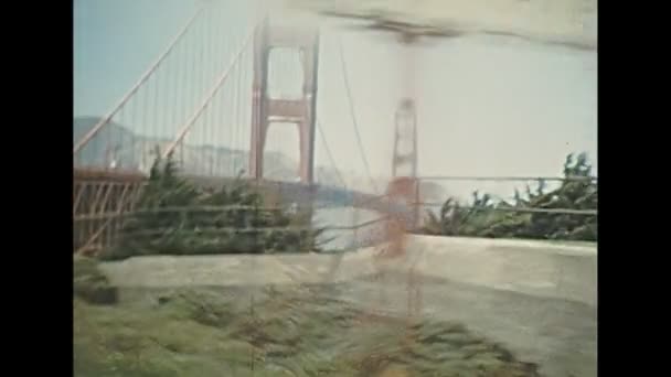 Archival drive through Golden Gate 1970s — Stock Video