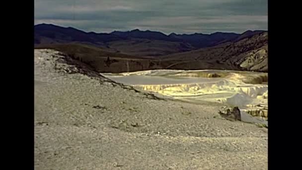 Yellowstone Mammoth Hot Springs in 1970s — Stock Video