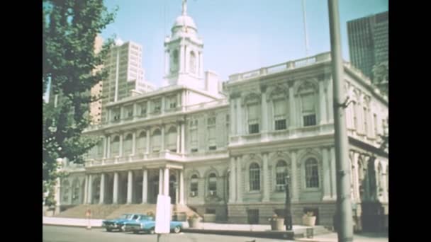 New Yorks stadshus på 1970-talet — Stockvideo
