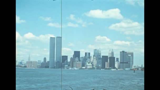 New York Twin Towers na década de 1970 — Vídeo de Stock